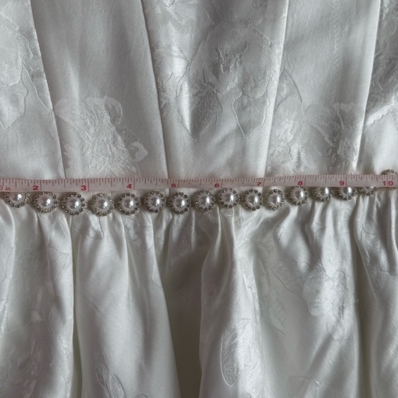 V. Chapman Lucia White Strapless Pearl Bustier A-Line Dress with Slit - Picture 8 of 13